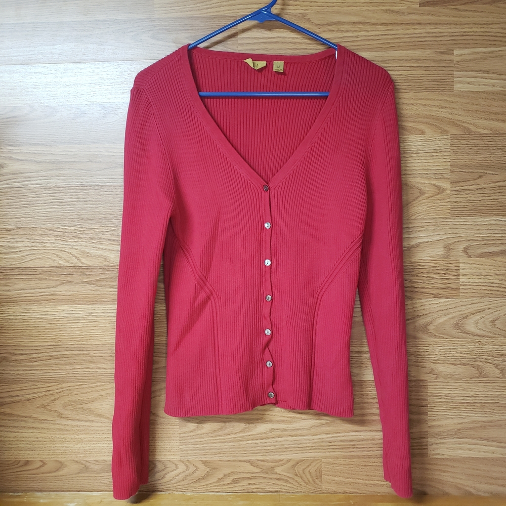 Caslon Pink  V-Neck Button-Up Women's Sweater